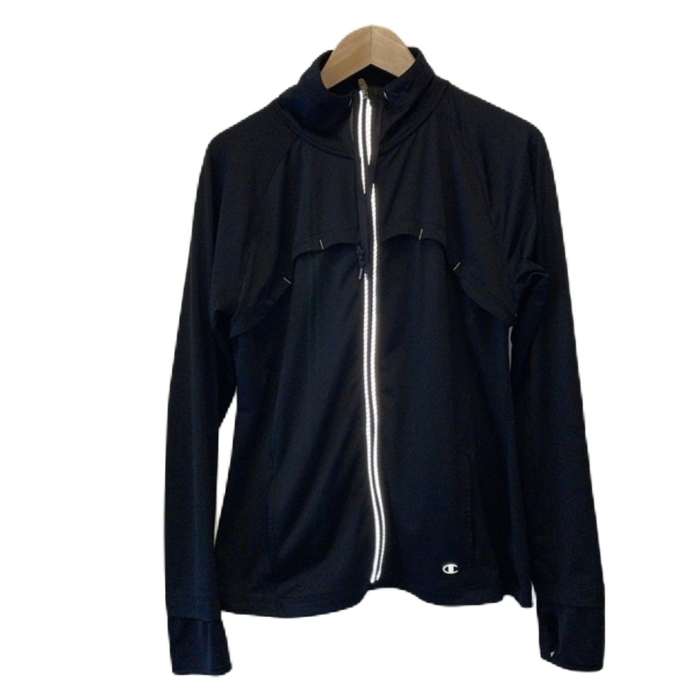 SzL Champion Full Zip Light Jacket Reflective in Black EUC
